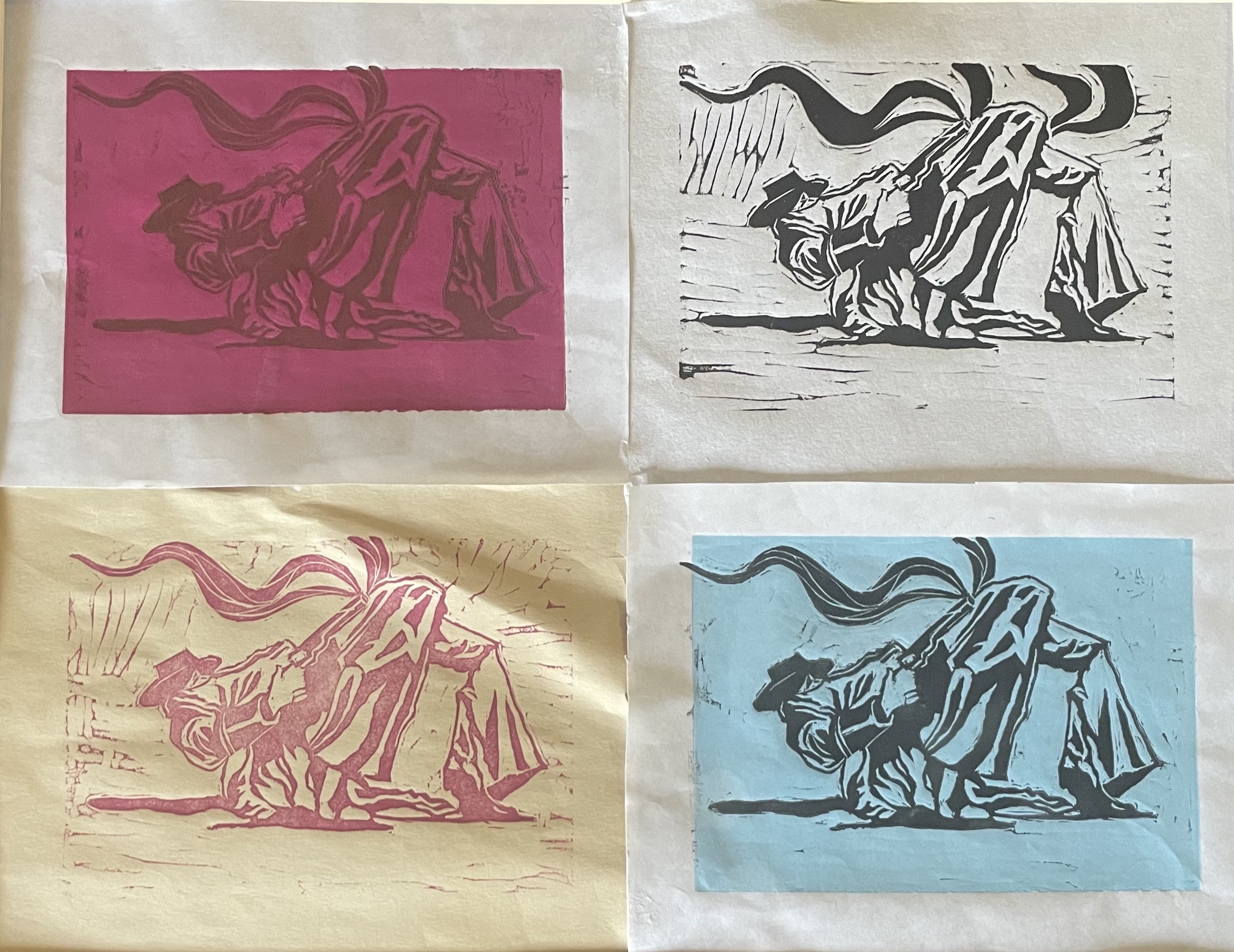 cowboy woodcut
